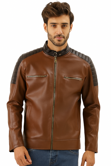 Leather Retail Men's Jacket-Brown02 (Size L)