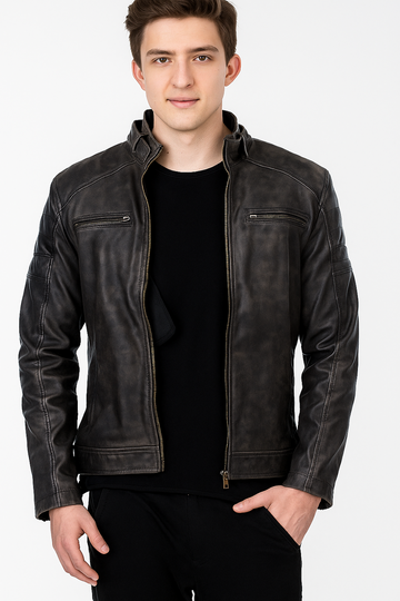 Men's Faux Leather Standard Length Jacket (Size S)
